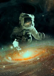 Astronaute au-dessus de la Galaxie