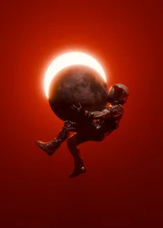 Astronaute Rouge Éclipse cosmique
