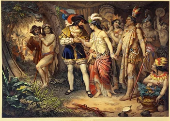 Le chef maya Zingari présente sa sœur à Hernan Cortes ...