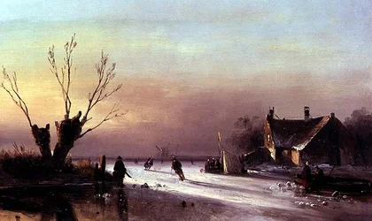 Scène de soirée sur glace