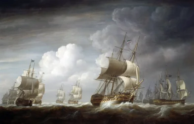 Une flotte de navires Indiaman, navires britanniques de la British East India Company
