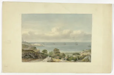 Paysage marin méditerranéen avec port