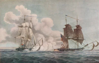 Paquebot et corsaire, vers 1819