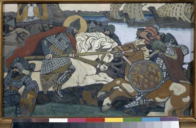 Alexandre Nevski frappant Birger Jarl. Episode de la bataille de la Neva