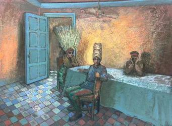 Party Animals, 2022-23 (huile sur panneau)
