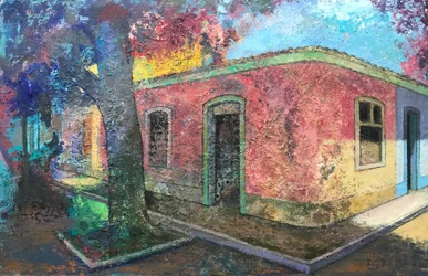 Bagarre de rue, 2021-23 (huile sur carton)