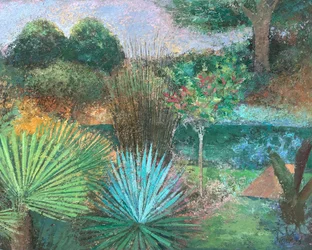 Étang tropical, 2023-23 (huile sur carton)