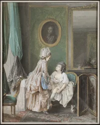 Femme enfilant ses bas