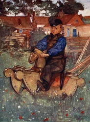 Un garçon de Veere à califourchon sur un cheval à bascule, 1904