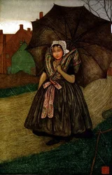 Fille hollandaise sous la pluie