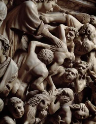 Art gothique : Jugement dernier, Damnés en enfer, Détail des reliefs de la chaire