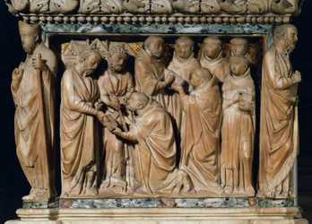 Les apôtres Pierre et Paul apparaissent à Saint Dominique, relief décoratif de l