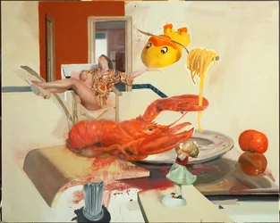 Femme avec homard