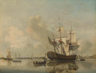 La frégate "Rotterdam" de la marine nationale au large de la Meuse