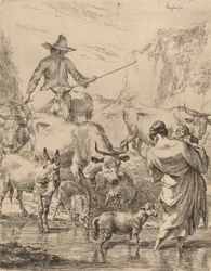 Troupeau traversant le ruisseau