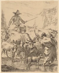 Troupeau traversant le ruisseau