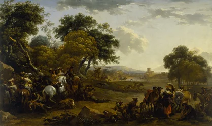 Paysage avec chasseurs