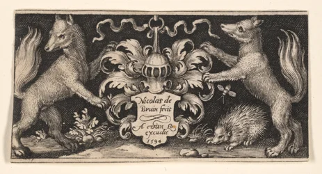 Plaque de titre avec deux renards, d