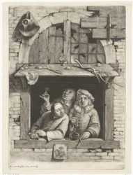 Trois fumeurs à une fenêtre