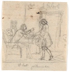 Un homme assis et un homme debout en conversation