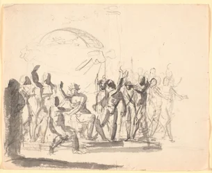 Composition avec un roi assis entouré de figures nues