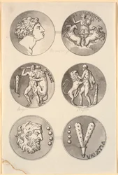 Six reproductions de médailles antiques