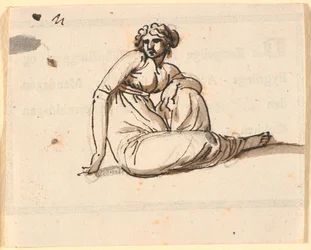 Femme assise avec le genou gauche levé