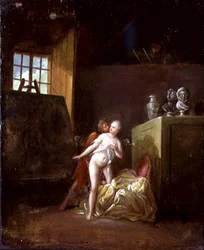 Un artiste et son modèle dans un studio