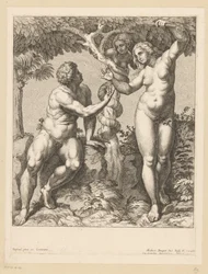 Adam et Ève tentés par le serpent