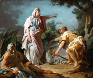 Aethra montrant à son fils Thésée l