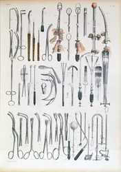 Instruments chirurgicaux pour les opérations des amygdales, planche de 