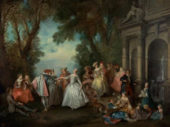 Danse devant une fontaine, vers 1724