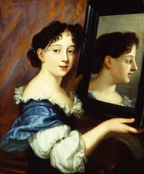 Une dame tenant un miroir, vers 1660 (huile sur toile)