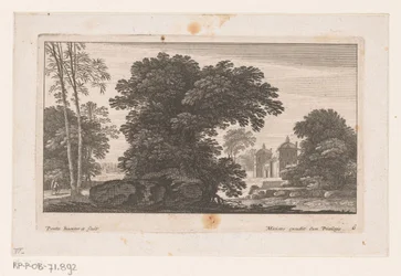 Paysage avec arbres et manoir