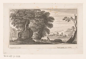 Paysage avec figure et bétail (série Paysages)