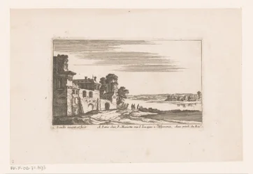 Paysage avec bâtiments près de la rivière