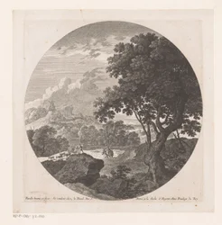 Paysage avec deux hommes et un troupeau de chèvres