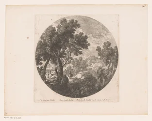 Paysage avec promeneurs et figure sur bête de somme
