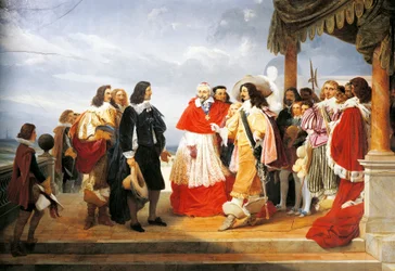 Le cardinal Richelieu présentant Poussin à Louis XIII en 1640, détail de la peinture de 1832 par Jean Alaux (1786-1864), France