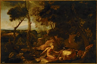 Paysage avec Saint Jérôme ... (peinture sur toile)