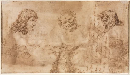 Trois têtes et autres croquis (verso)