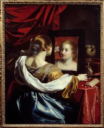 Jeune femme à sa toilette. Peinture par Nicolas Régnier (1590-1667) 1626 Lyon, musée des Beaux-Arts
