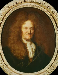 Médaillon du poète Jean de La Fontaine ... (peinture sur toile)