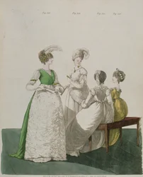 Quatre filles en robes de bal de la 