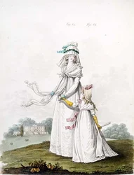 Mère et enfant en robe du matin de la 