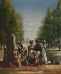 Serviteurs à une pompe, vers 1840
