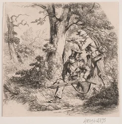 Soldats dans une forêt. Escarmouche près de Vejle