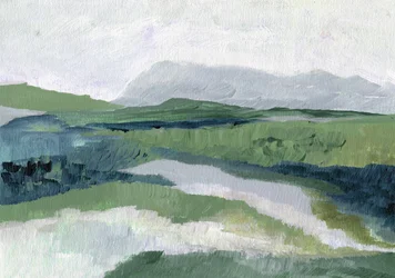 Paysage verdoyant et brumeux