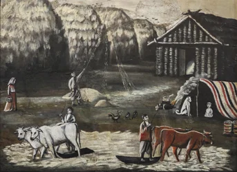 Terrain de battage, le soir