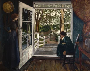 À la porte de la salle de jardin